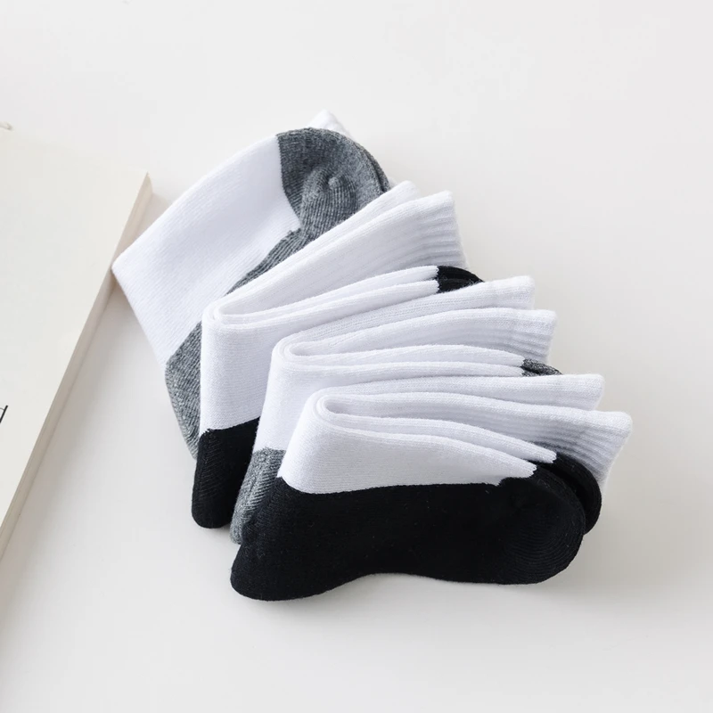 5 Pair Spring Autumn Children Socks 100% Cotton Girl Boy Baby Warm Soft White Black Gray For Winter 1-12 Year Kids Student Socks 6