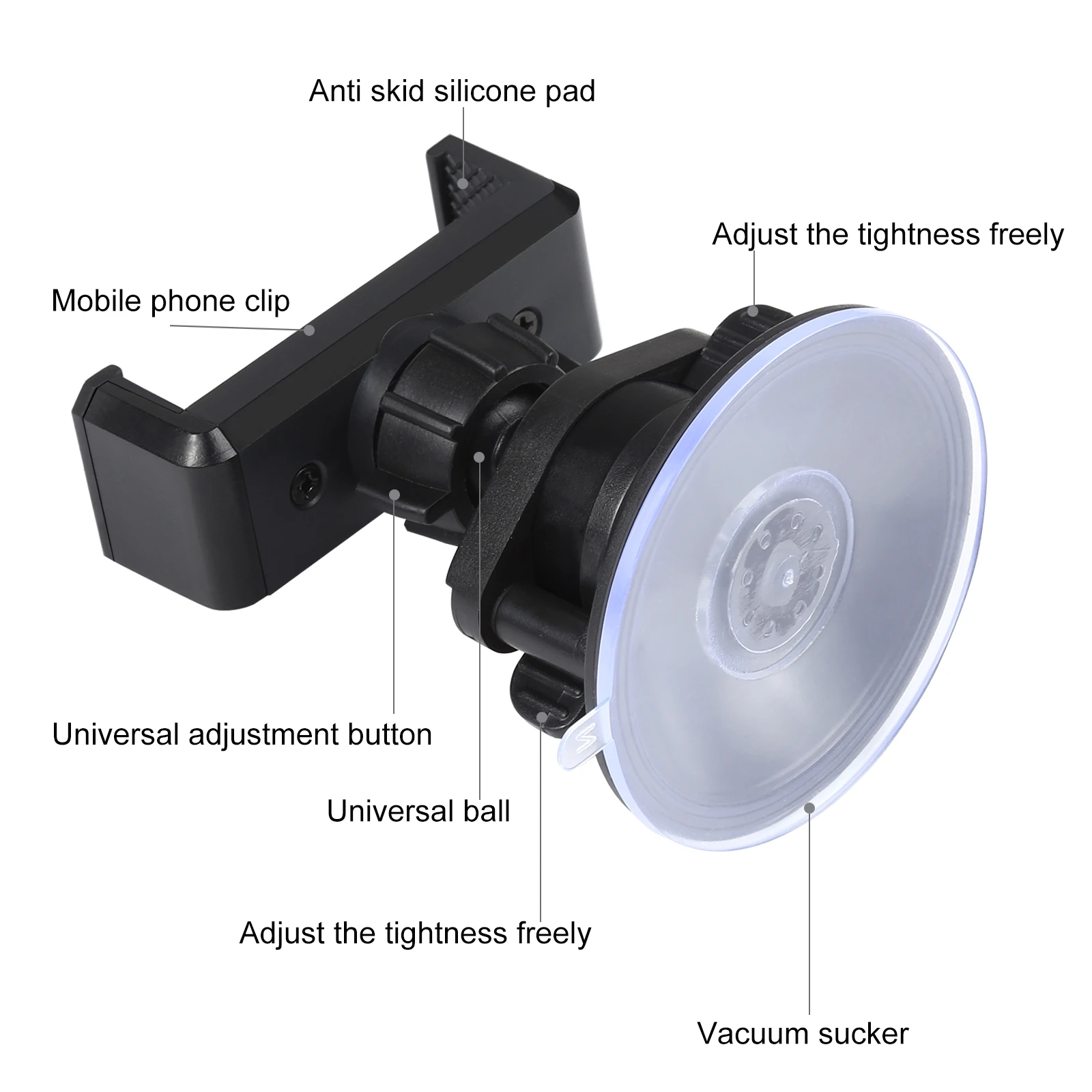 PULUZ 360 Degree Rotating Suction Cup Clamp Holder Bracket Universal Smartphone Holder