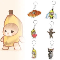 Creative Crying Banana Cat Emoticon Keychain Mobile Phone Backpack Bag Chain Pendant Funny Lanyard Pendant Chain Accessories