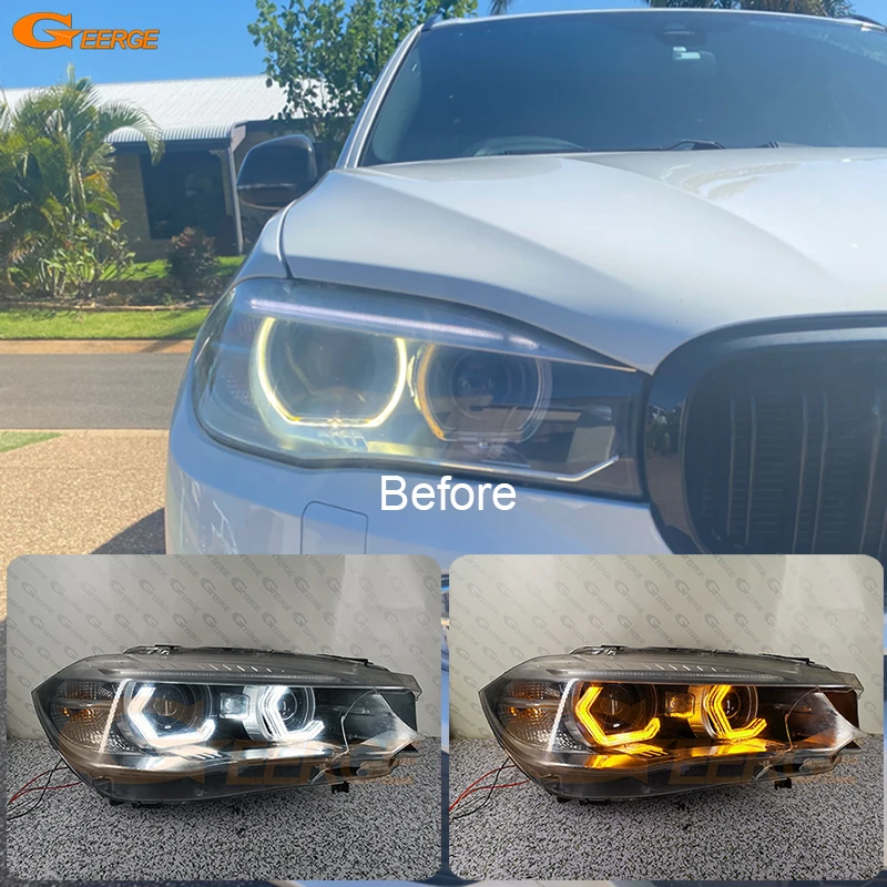 Per Bmw X5 X6 F15 F16 F85 F86 2014 - 2018 Super Bright 3D Hexagon Hex Concept M4 Iconic Style Crystal Led Angel Eyes Halo Rings