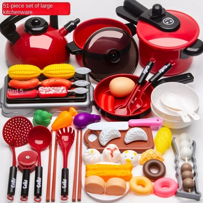 Children Kitchen Toys Simulation Kitchen Toys Set Cookware Fruits Cutting Kitchen Accessories Cooking Toys for Kids Girls Gifts - 2