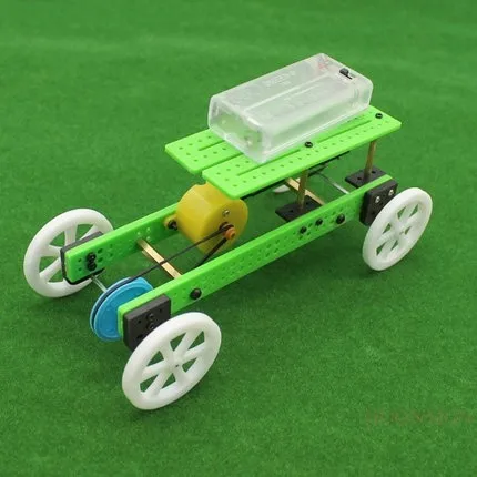 

physical experiment Double-layer slatted trolley DIY hand-assembled model toy student maker technology small production gizmo