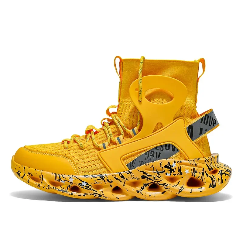 New Exquisite Men's Sneakers High Top Fashion Trend Versatile Casual Shoes Mesh Breathable Lightweight Sports Running Shoes