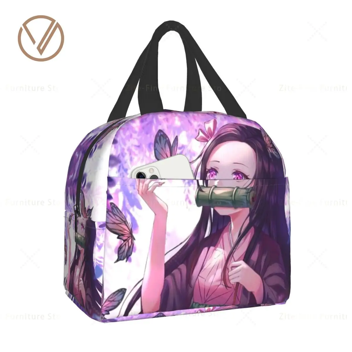 

Kimetsu No Yaiba Nezuko Insulated Lunch Tote Bag for Women Kids Demon Slayer Thermal Cooler Bento Box Camping Travel Lunch Box