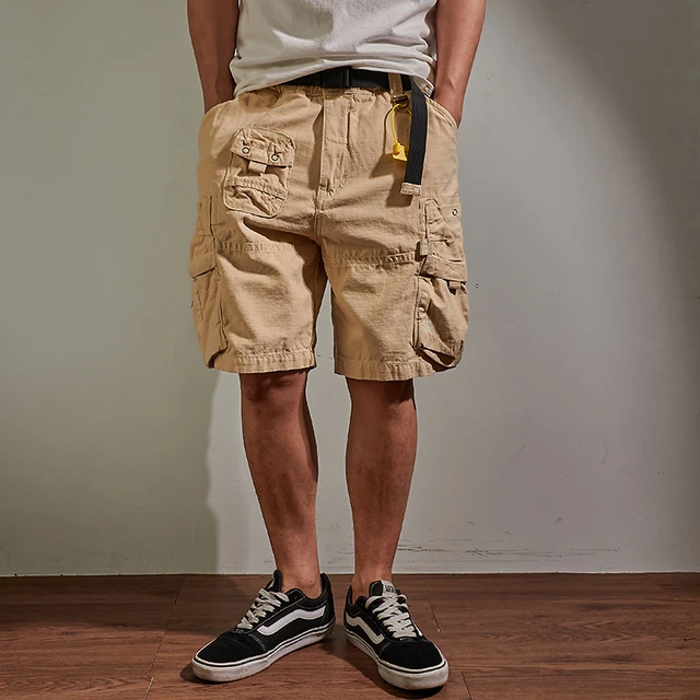 Camo Cargo Shorts Men's Casual Pure Color Outdoors Pocket Beach