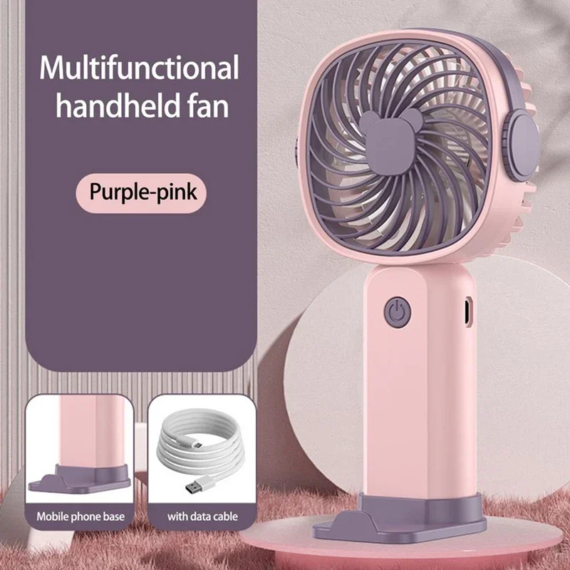 Handheld small fan outdoor portable fan 3-speed adjustable rechargeable battery multi-function Fan mobile phone holder Outdoor