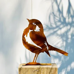 Rust - Colored Metal Bird Sculpture for Home and Garden Decor (Ty - Xsxn - 9332)