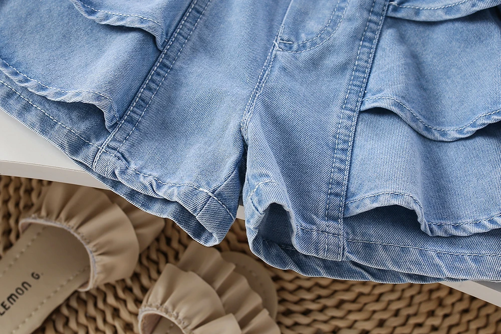 Children's Clothing Summer Baby Girl Denim Shorts Thin Kids Cake Lace Skirt Pants