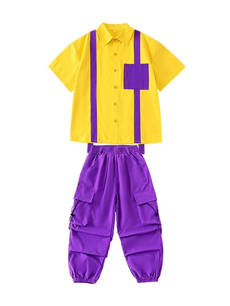 Fashion Loose Shirt Coat Girls' Clothes Hip Hop Kids Dance Costume Boys Street Dancing Performance Catwalk Stage Costume BL6500 girl dance costume