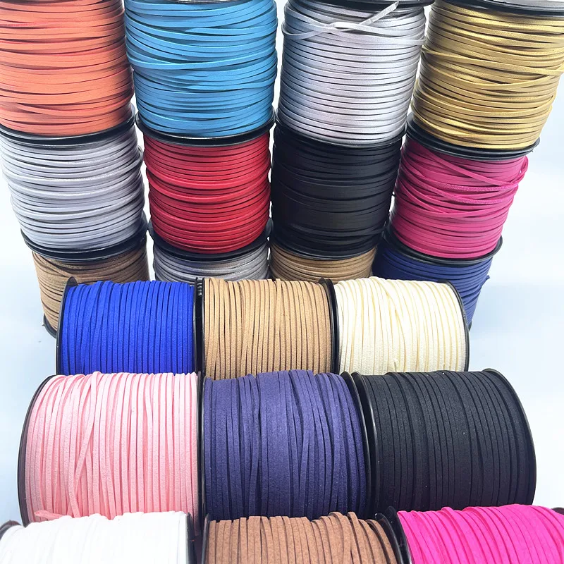 5yards 3mm Flat Faux Suede Braided Cord Belt Leather Korean Velvet Leather Handmade Beading Bracelet Jewelry Making Rope leather cord faux suede cord