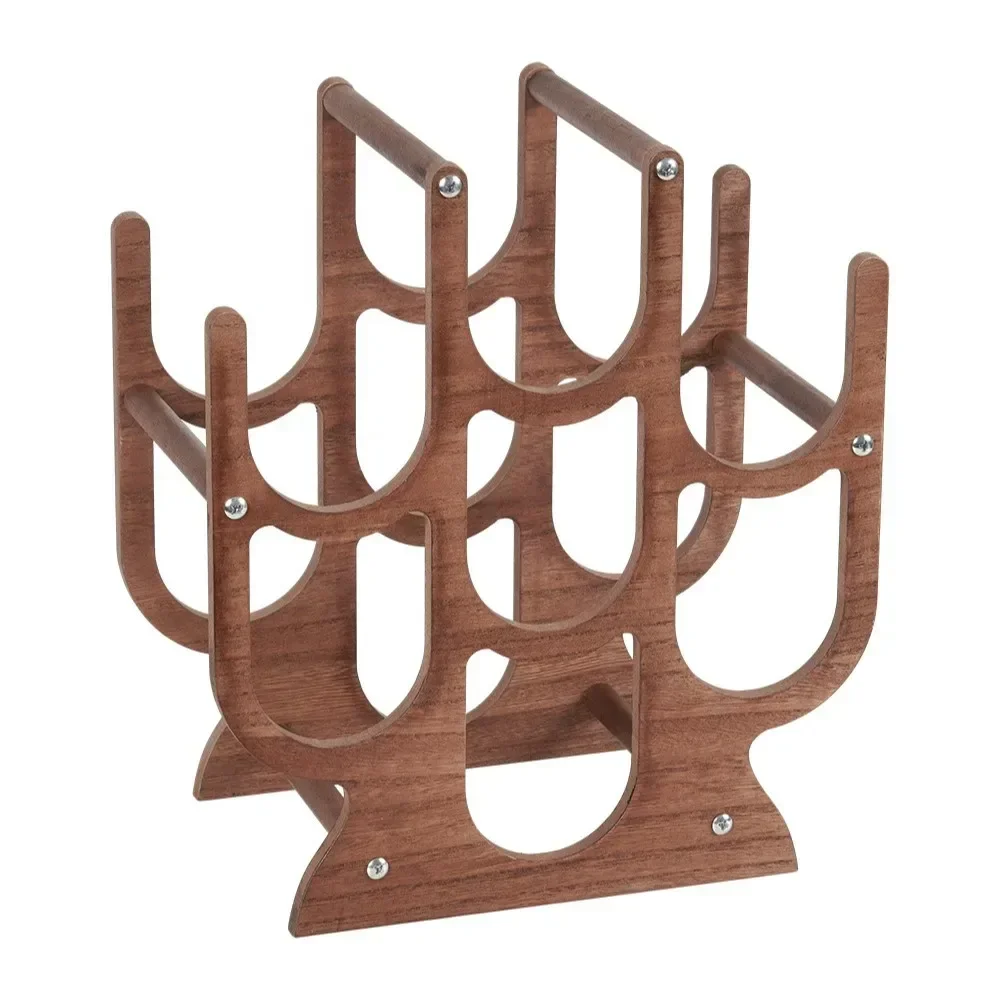 Red Wine Rack Ornament, Wine Cabinet Decoration, 7 Bottles Horizontal Shelf, Wooden Removable Multi-storage, Wooden Display Rack