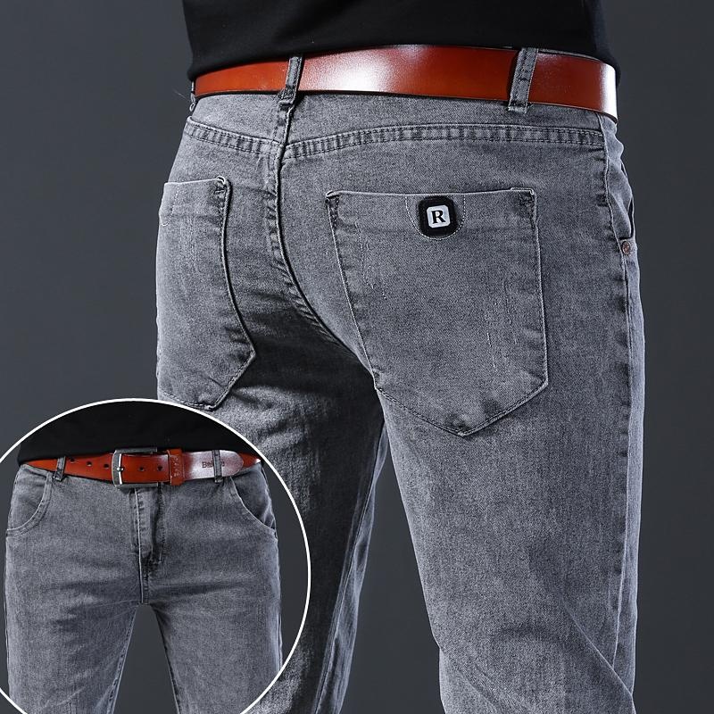 Business Men's Denim Jeans Slim Straight Casual Pants Fashion Work Stretch Cargo Trousers Mens Clothing