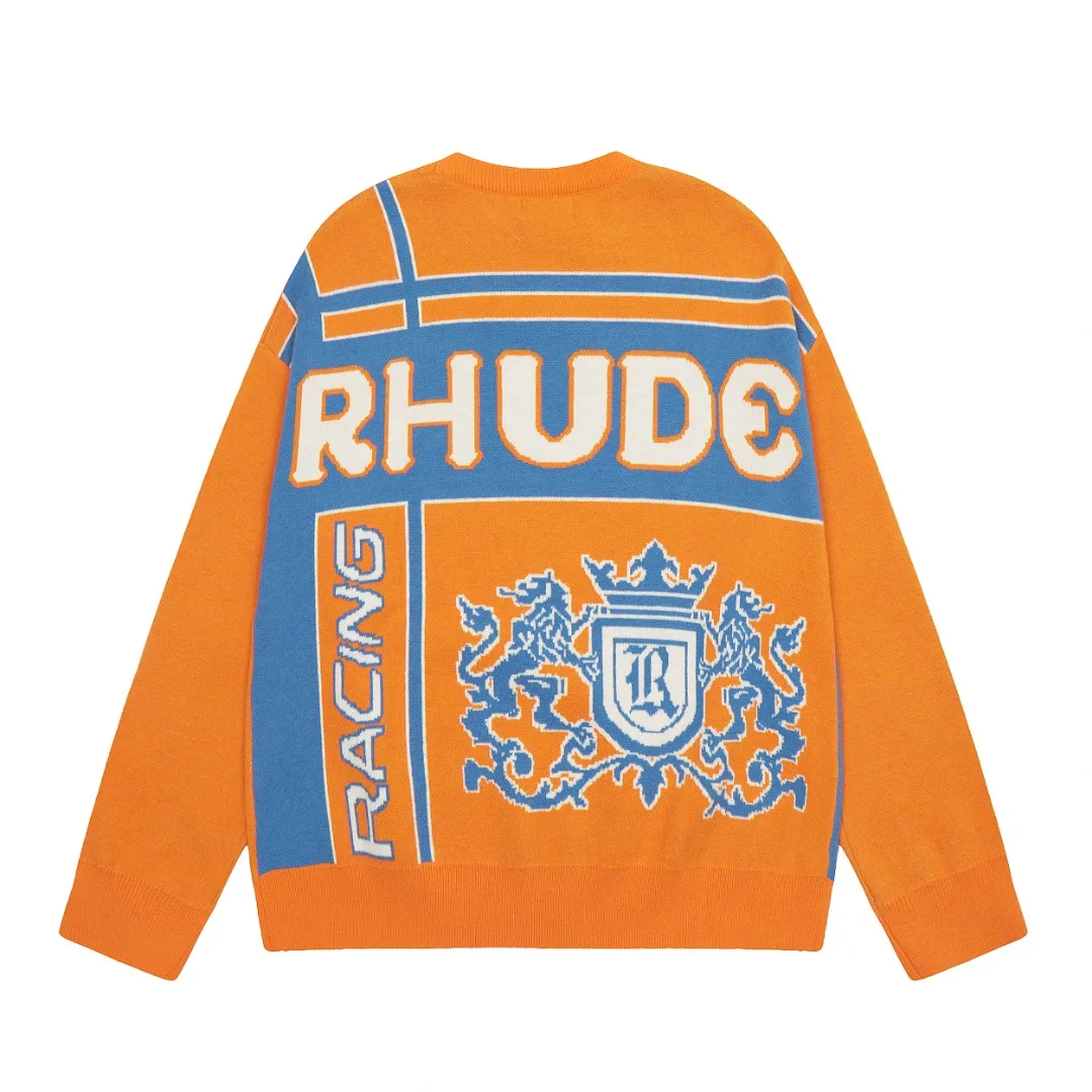 

2023ss Best Quality Rhude Casual Versatile Knitted Pullover Sweater Y2k Wen and Women Clothing Streetwear Clothes High Street