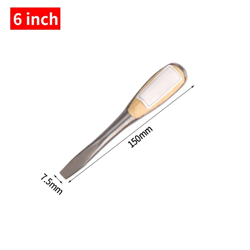 Einteiliger, robuster Schlitzschraubendreher mit Holzgriff, klopfbare flache Klinge, 6/8/10/12 Zoll, Heim-Machine-Handreparaturwerkzeuge – Detail 8