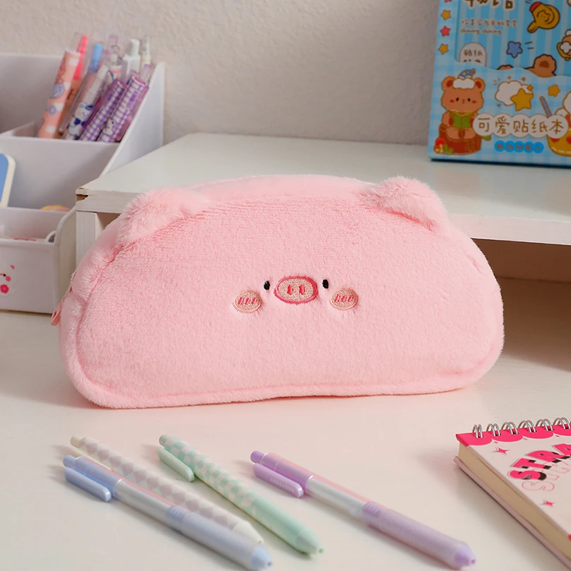 Kawaii Cartoon Plush Pencil Pouch Cute Cat Pencil Case Pen - Temu