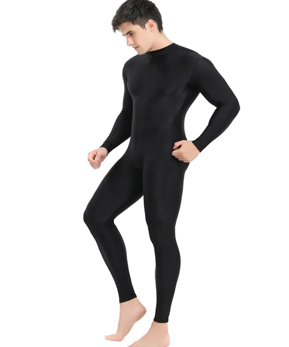 Dance Bodysuit Speerise Mens Black Turtleneck Spandex Long Sleeve Unitard Unisex Full Length Ballet Bodysuit Footless Dancewear Costum
