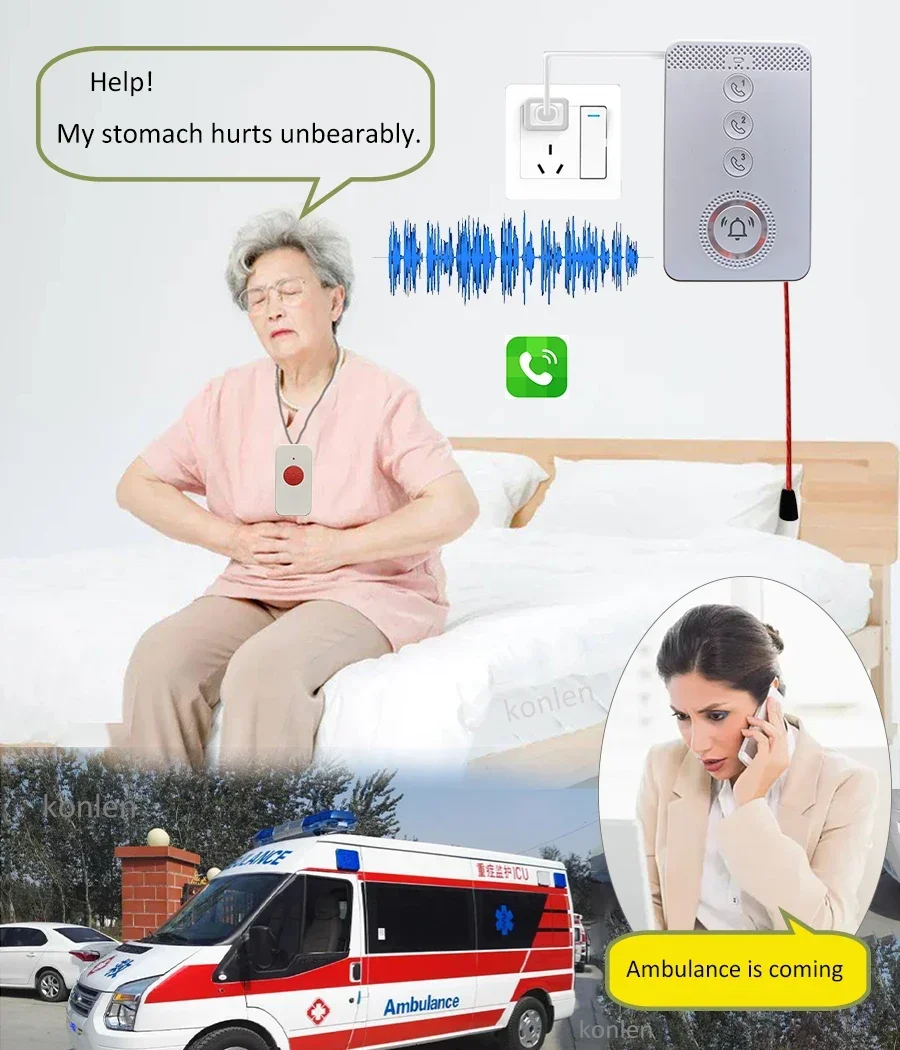 4G SIM Push-Button Telephone SOS Emergency Call Alarm Panic Button GSM Voice Phone for Seniors Elderly Kids Distress Help Pager medical alert button,emergency alarm button