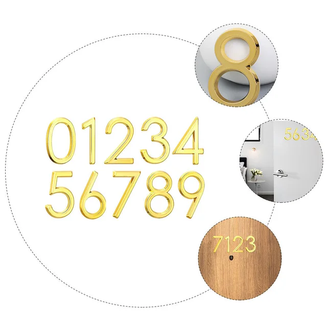 10 Digitális Számú Postafiók Reflektív Matrica Arany Ház Folyosó Jelzőtábla Szálloda Ajtó Abs Cím Levél Táblája - Image 6