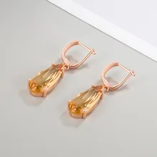  HuiSept Trendy Women Earrings 925 Silver Jewelry with Citrine Gemstone Water Drop Shape Ear Accessories for Wedding Party Gift 