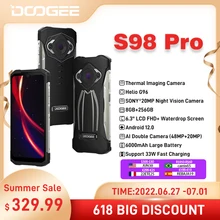 World Premiere DOOGEE S98 Pro Rugged Điện thoại 3 trong 1 Máy ảnh 48MP Điện thoại thông minh Máy ảnh nhiệt Điện thoại 20MP Tầm nhìn ban đêm Điện thoại di động Helio G96 8GB + 256GB Pin 6000mAh Phiên bản toàn cầu