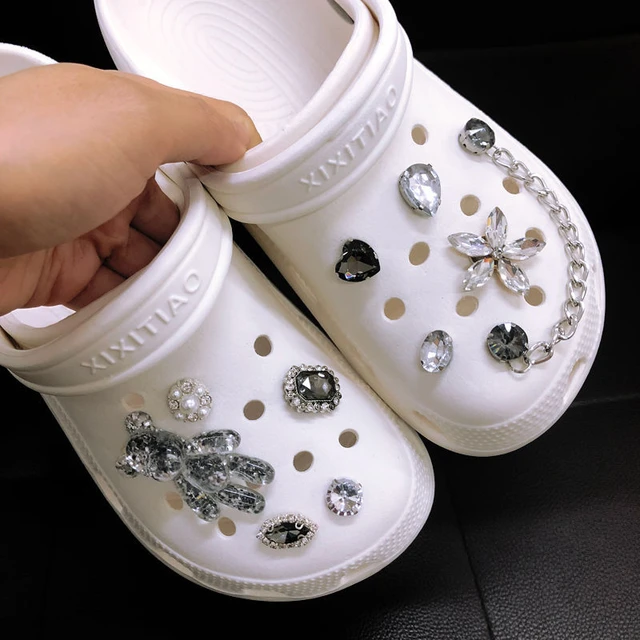 Colorful Rhinestones croc charms shoe decoration diamond chain designe DIY bear  shoe Buckle combiation for croc girl friend gif - AliExpress