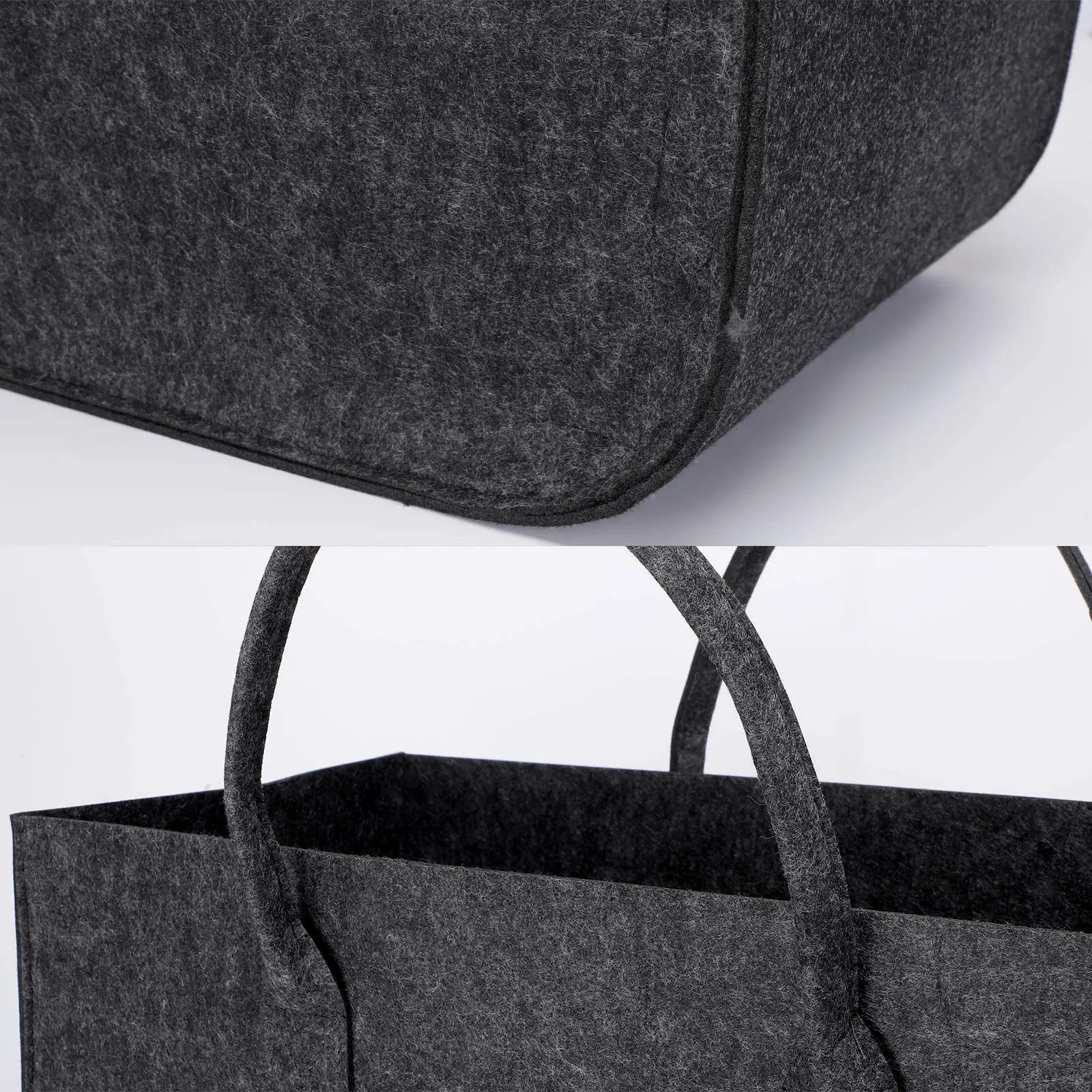 Foldable Large Firewood Basket Felt Bag Shopper for Wood Newspapers Firewood Felt Bag Set of 2 5
