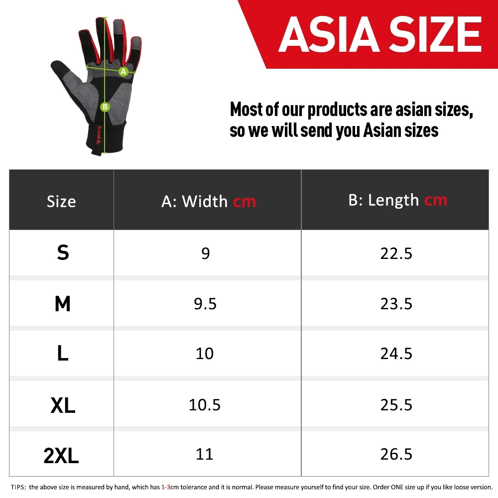 Cycling Gloves Santic Men's Full Finger Gloves Winter Thermal Fleece Warmer Cycling Gloves Windproof Male Motorcycle MTB Bike K9M9134