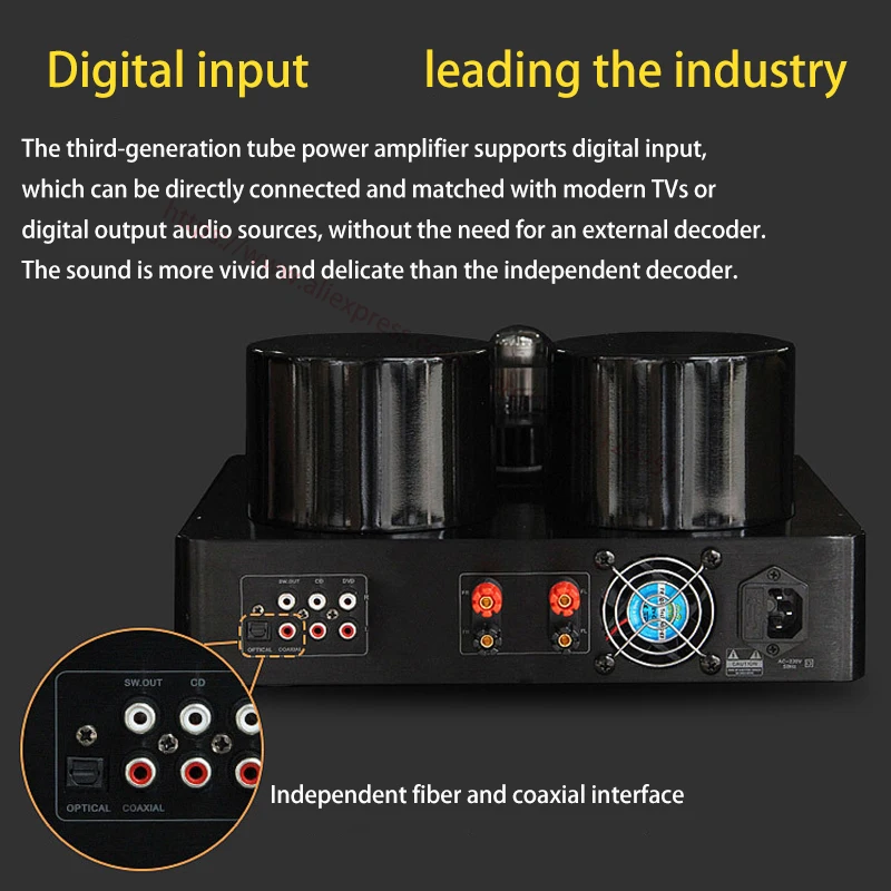 AOSIBAO 200W+200W 2.0 Stereo Bluetooth Rectifier WY2P 6U1 6A2 ECH81 HiFi Tube Amplifier 5200 1943 Power Amplifier Audio 5
