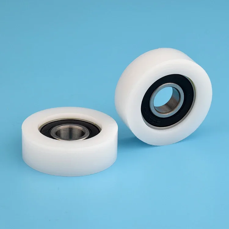 1pc 6001rs bearing pulley 6001zz plastic covered flat wheel roller pressure wheel POM nylon guide