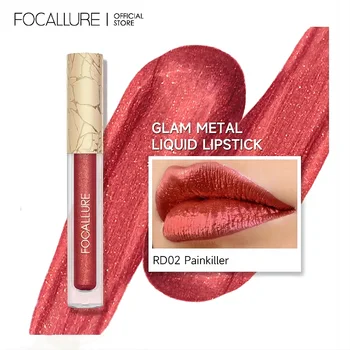 FOCALLURE 다이아몬드 글리터 립 글로스, 오래 지속되는 금속 매트 샤이니 리퀴드 립스틱, 매력적인 립 블램 메이크업 화장품, 15 가지 색상