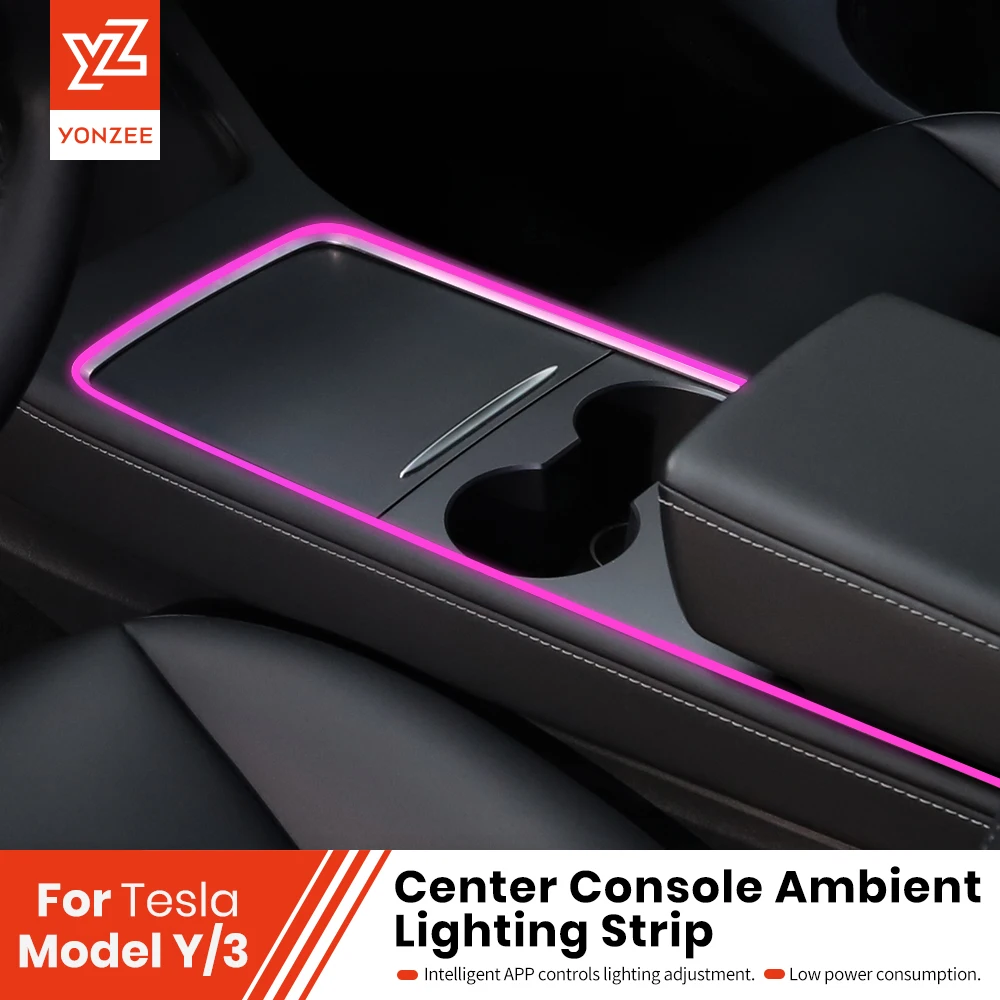 YZ For Tesla Model Y/3 2021-2023 Center Console Dashboard Ambient Lights LED Strips Neon Lighting Center Tesla Accessories