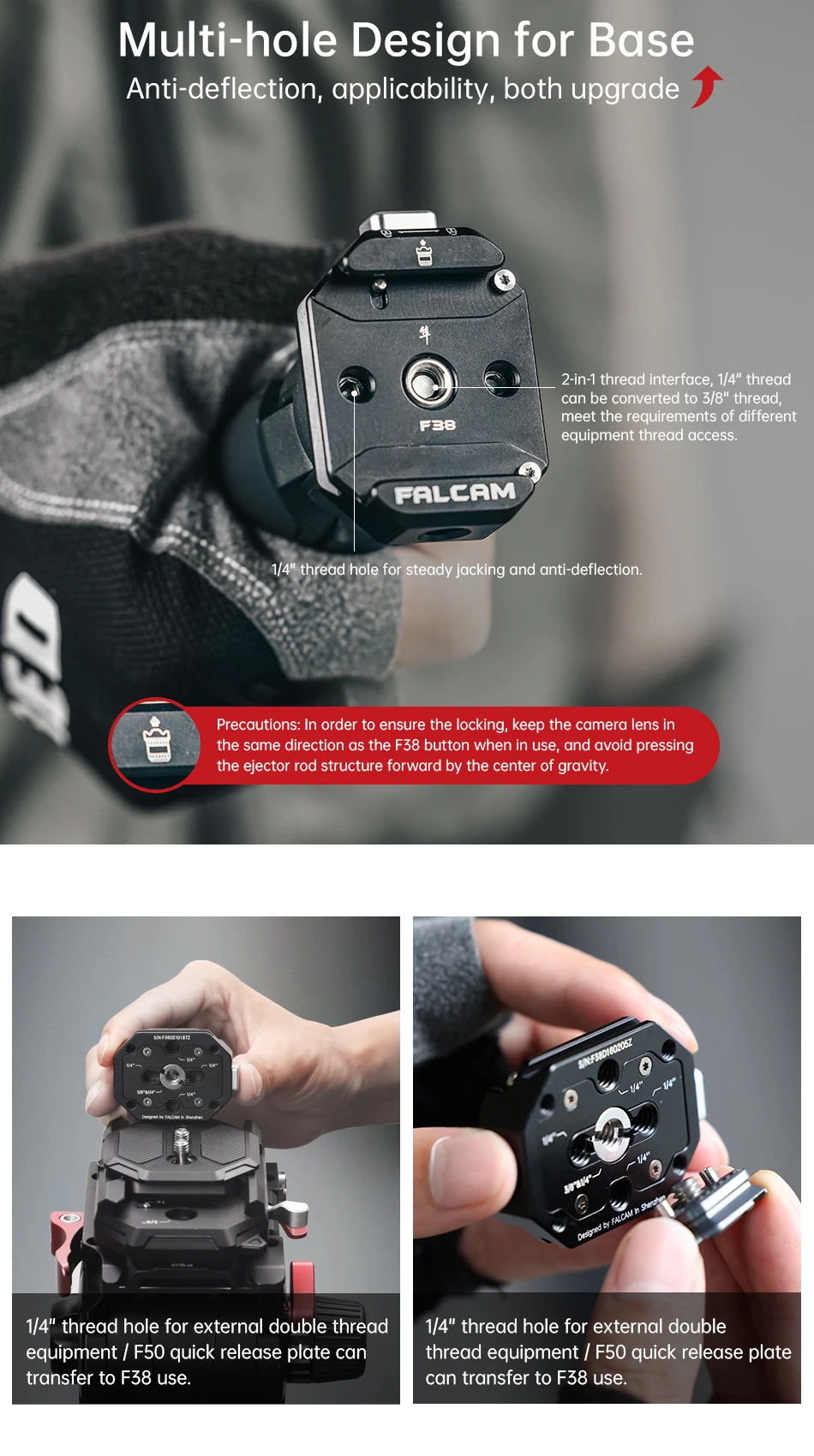 F38 Multi-Hole Quick Release System Plate Universal DSLR Camera Gimbal Arca Swis