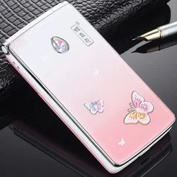 Butterfly Laday Flip Mobile Phone,2.4",Dual Sim Card, MP3 Push Button, SOS Torch, Music Light Telphone, Clamshell Cellphone,