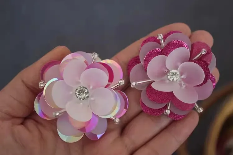 10 Stück Hand nähen DIY Blumen schuhe Spitze Patch Stoff Aufkleber Kleidung Hüte Pailletten Hochzeits kleid dekorative Applikation Zubehör – Detail 15