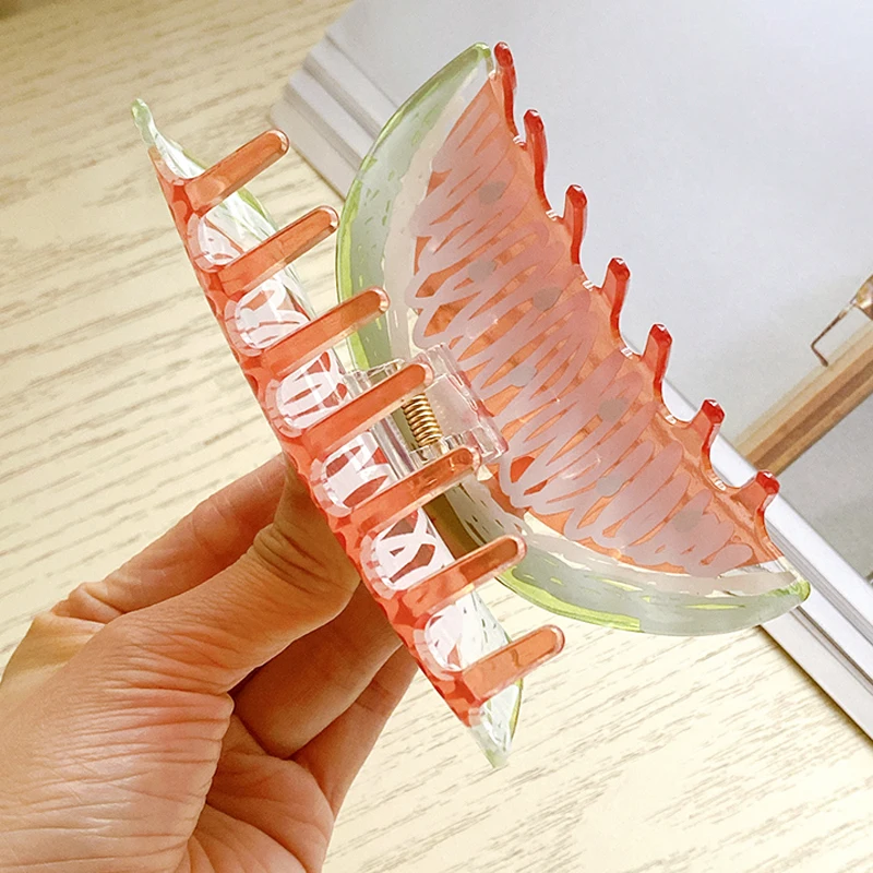 Cute Fruit Pattern Hair Claw Clip Accessories Acrylic Women Girls Hairpin Headdre 11cm