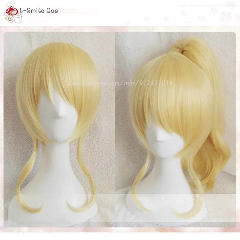 

Anime LoveLive! Love Live Ellie Cosplay Wig Women Golden Wigs With Ponytail Eli Ayase Wigs Heat Resistant Synthetic Hair+Wig Cap