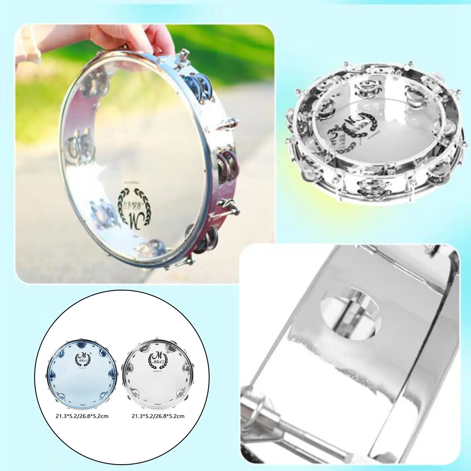 Percussion Tambourine Portable Stainless Steel Bells Capoeira Developmental