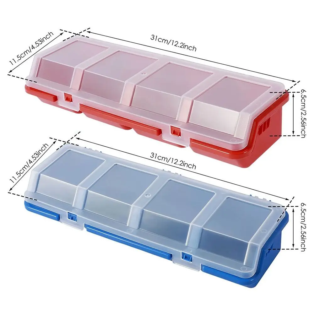Plastic Screw Box Storage Box with 4 Compartment Tool Part Container Bin with Lid Display Storage Case Organizer