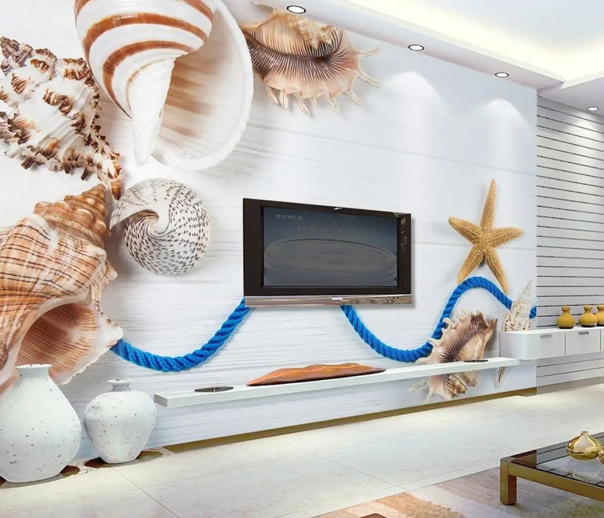 beibehang custom underwater world concha starfish papel 03