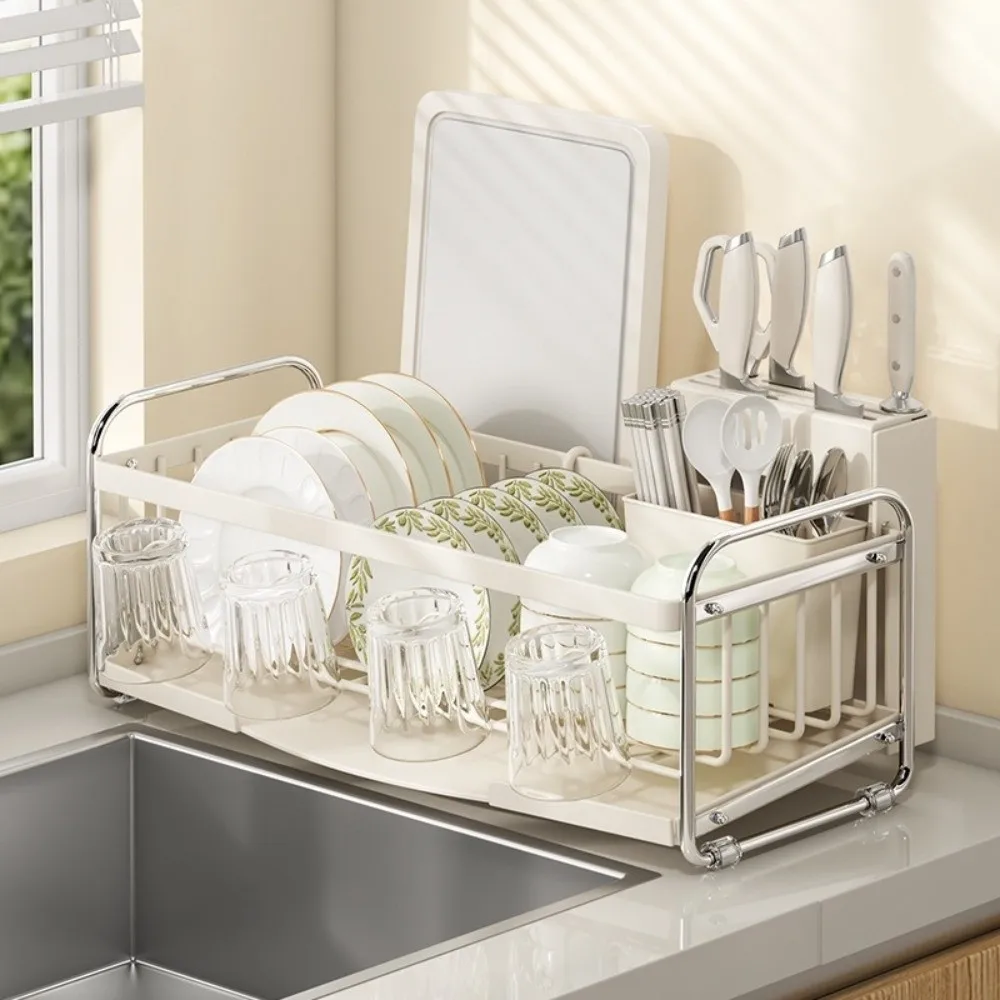 Carbon Steel Dish Rack Holder Rustproof Multifunctional Kitchen Sink Rack Convenient Drain Portable Dish Drying Rack