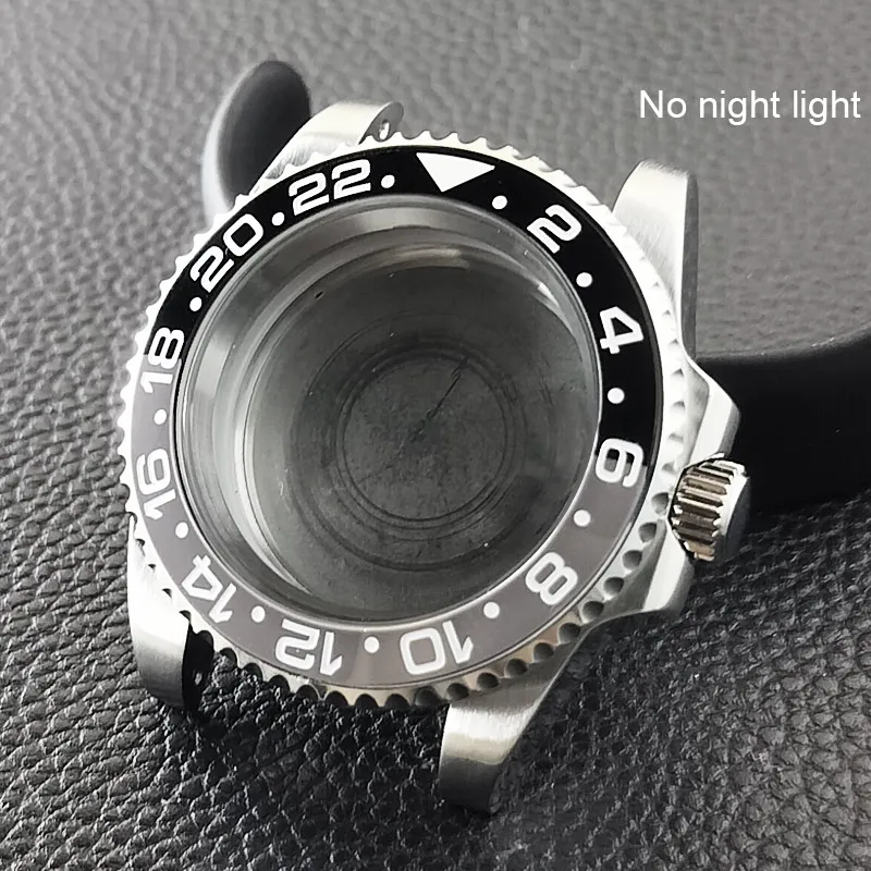 40MM Sapphire Glass GMT Bidirectional Rotation Watch Case with Accessories
