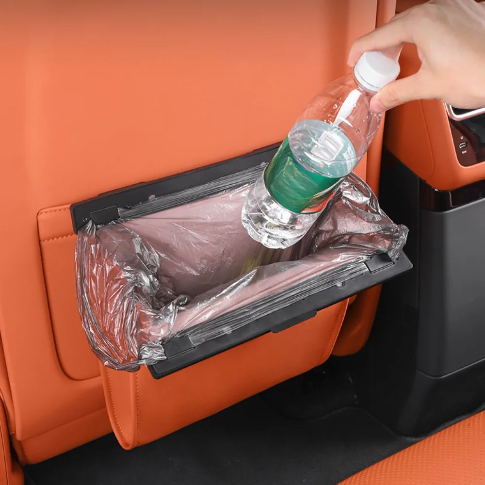 Car Garbage Bag Seat Backrest Magnetic Adsorption Storage Bag Leather Waterproof Trash Can Car Space Saving Hanging Garbage Bin