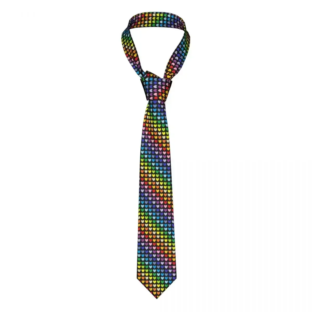 

Rainbow Heart Tie Colorful Hearts Print Office Polyester Silk Neck Ties For Men Accessories Shirt Fashion Cravat