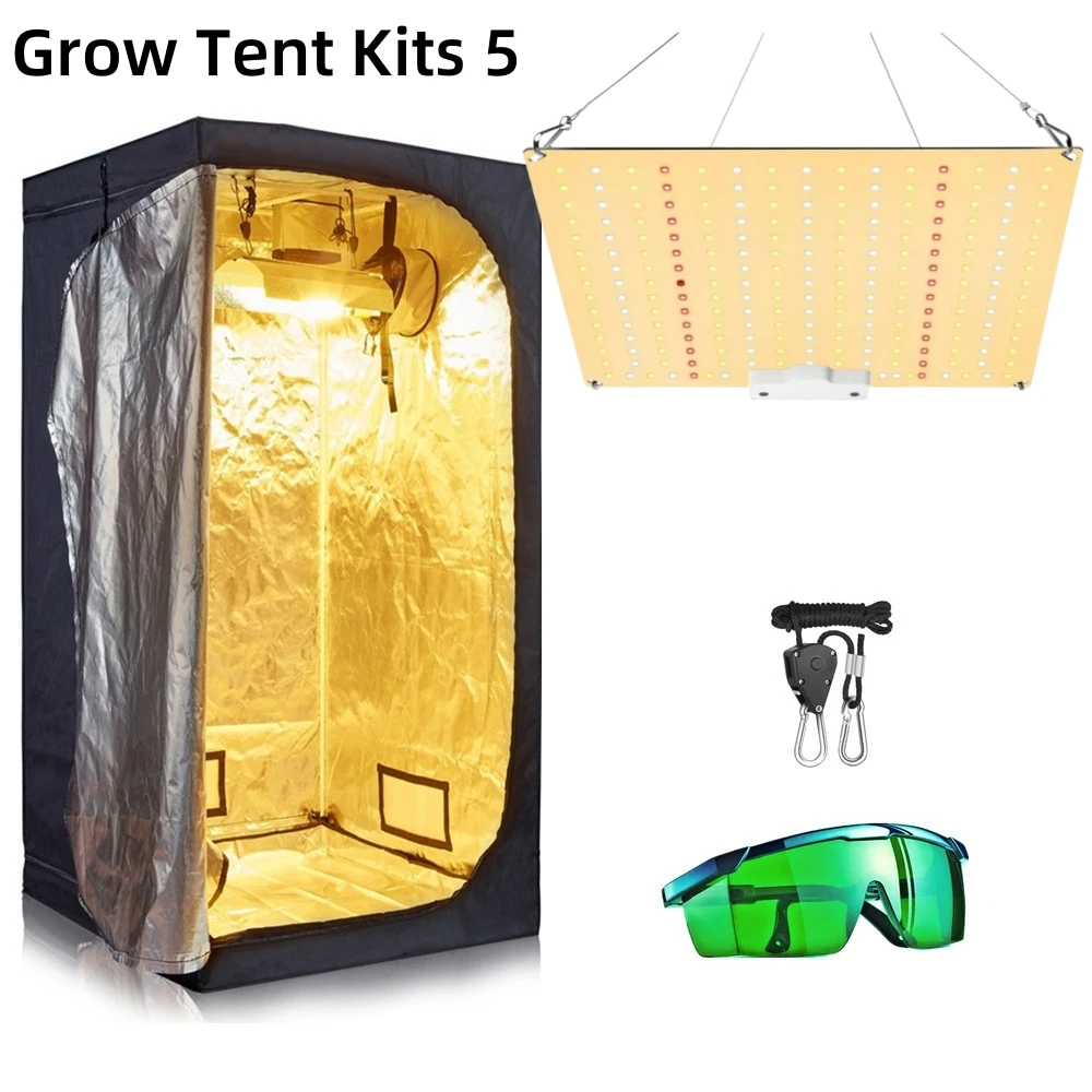 Hidroponik Yetiştirme Sistemi Yetiştirme Çadırı Kiti Growbox 1000W Tam Spektrumlu Led Yetiştirme Lambası 4 İnç Kanal Fanları Karbon Filtre Bitki Yetiştirme İçin