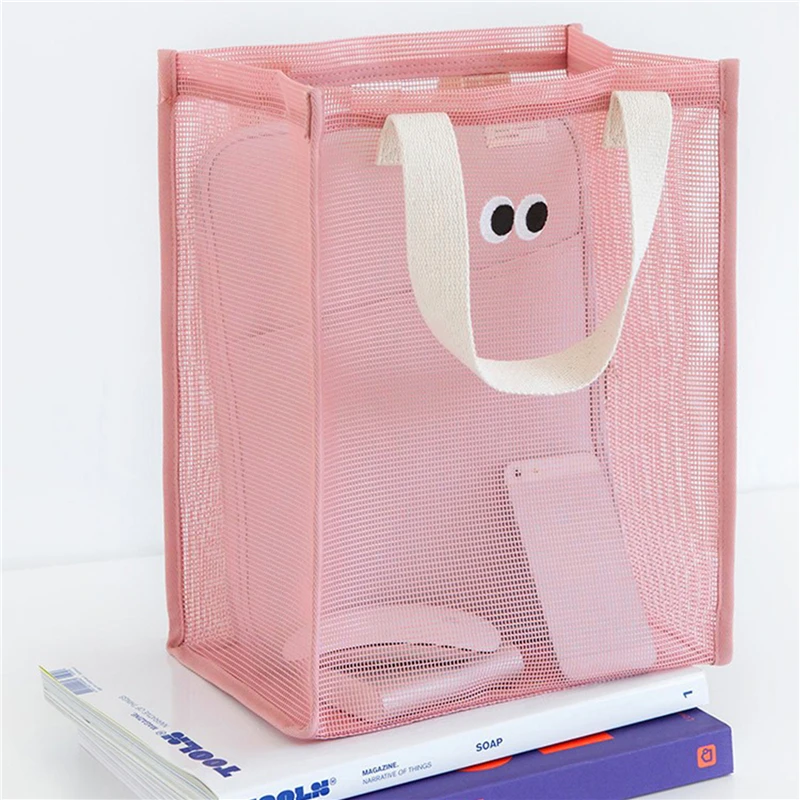 Women Summer Beach Bag Lovely Eye Print Ladies Casual Handbag Tote Bag Large Capacity Mesh Fabric Reusable Swimming Shoulder Bag 2