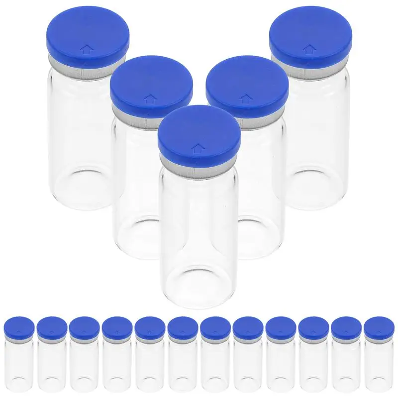 20 Pcs 10ml Glass Clear Experiment Bottle Sample Glass Bottles Liquid Travel Containers Transparent Vial Sterile Vials Cap