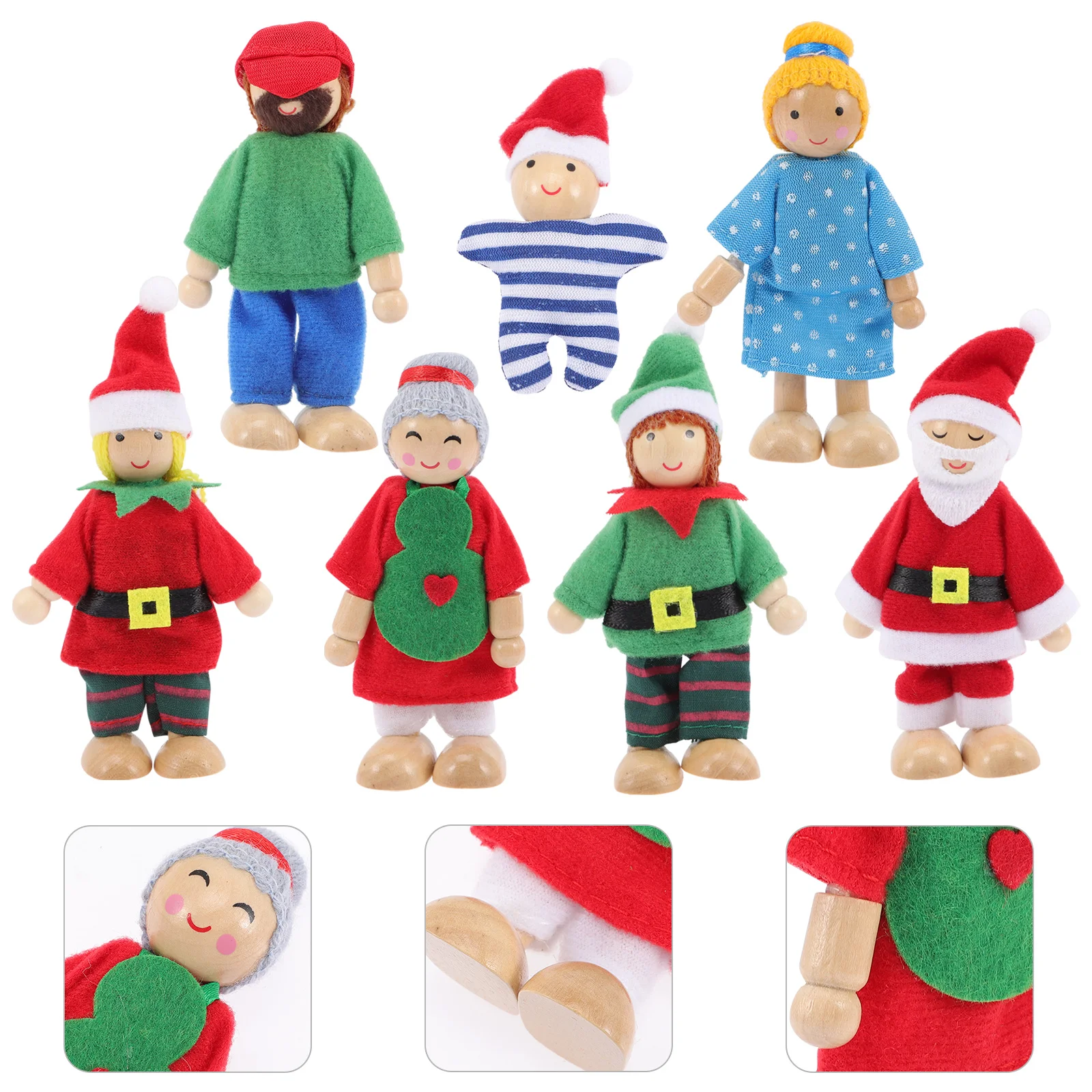 

7 Pcs Family Mini Dolls Playset House Kids Pretend Toy for Wood Infant Toys