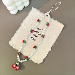 Charming 3D Cherry Pearl Beaded Lanyard - Stylish Anti - Lost Phone and Camera Accessory (U166)