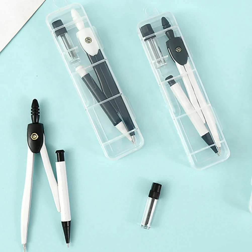 

6 Sets Portable Compasses Metal Geometry Compasses Students Stationary with Storage Box