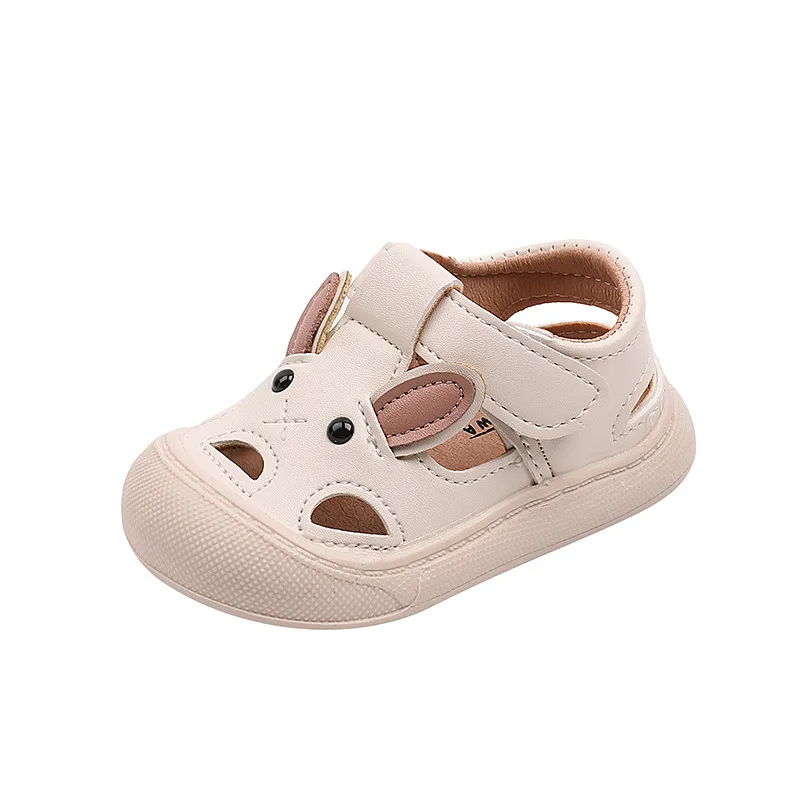 Baby Sandals Summer Infant Shoes Soft PU Leather First Walkers Baby Toddler Boy Girl Close-toed Sandals Beige, Pink